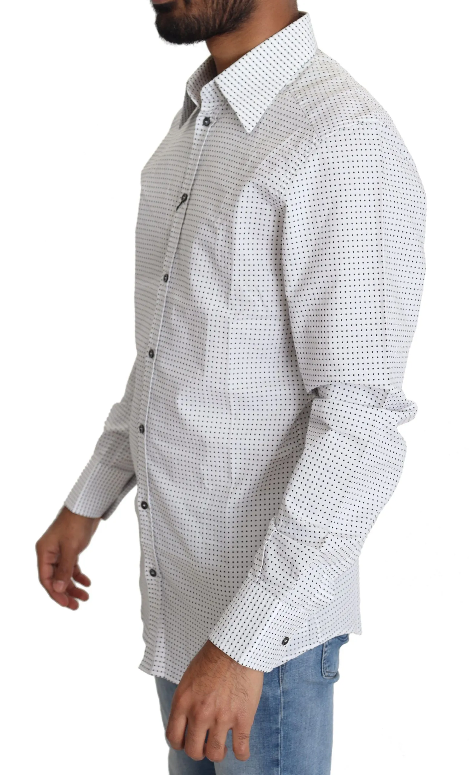 Elegant Slim Fit Polka Dot Dress Shirt sold by Louxly product image thumbnail 4