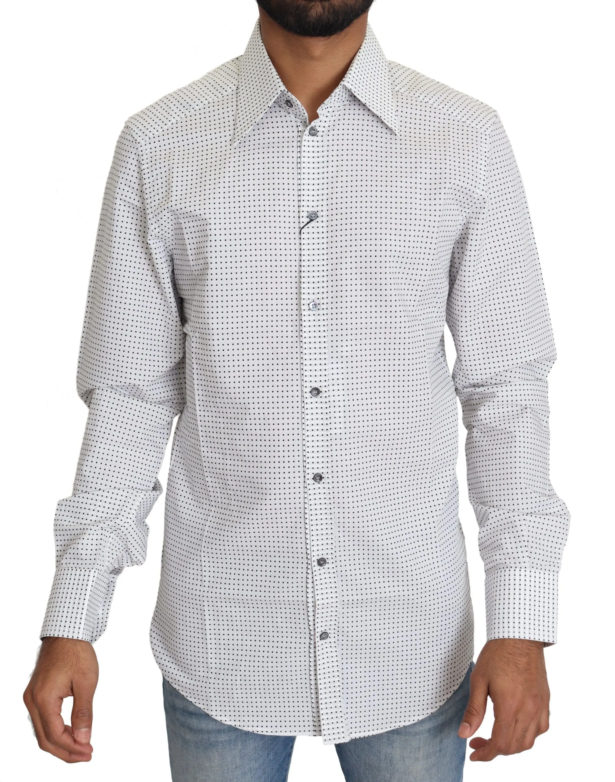 Elegant Slim Fit Polka Dot Dress Shirt sold by Louxly