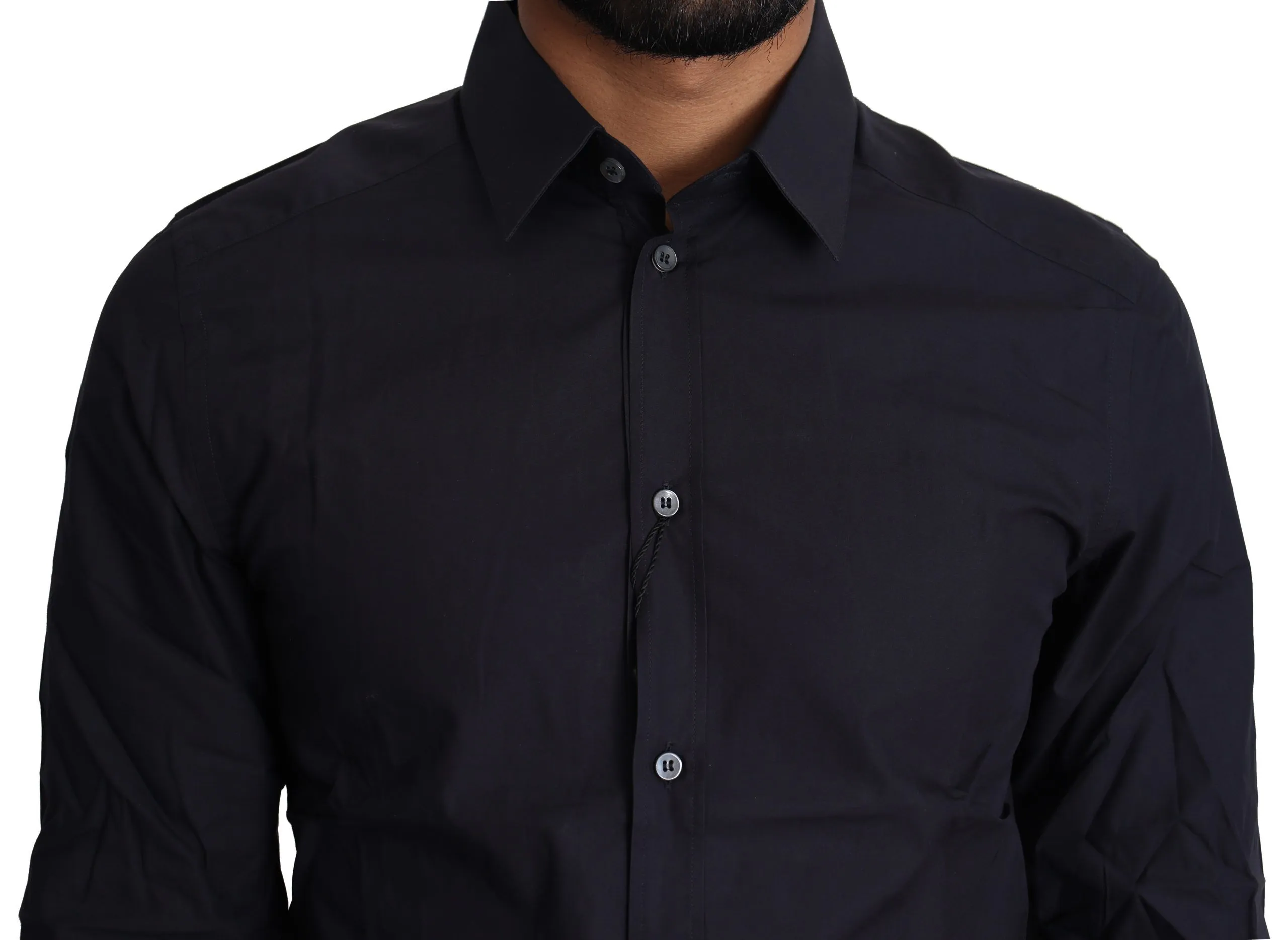Navy Blue Slim Fit Gold Series Dress Shirt sold by Louxly product image thumbnail 3
