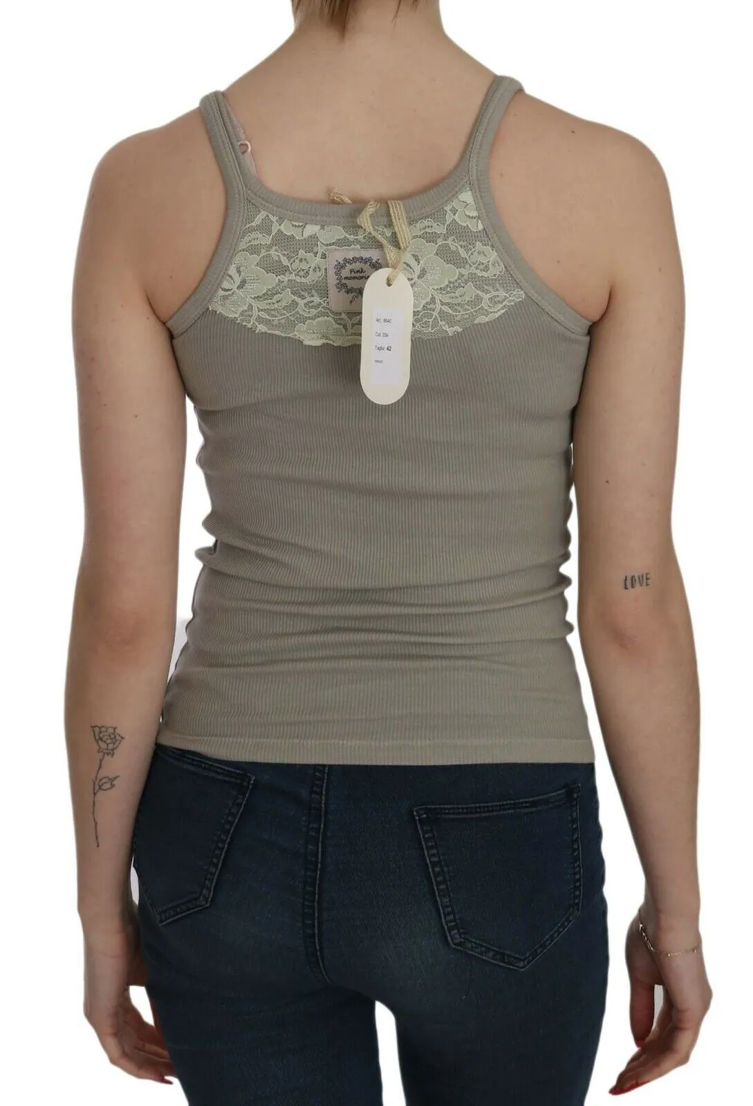 Chic Beige Spaghetti Strap Top Blouse sold by Louxly product image thumbnail 4