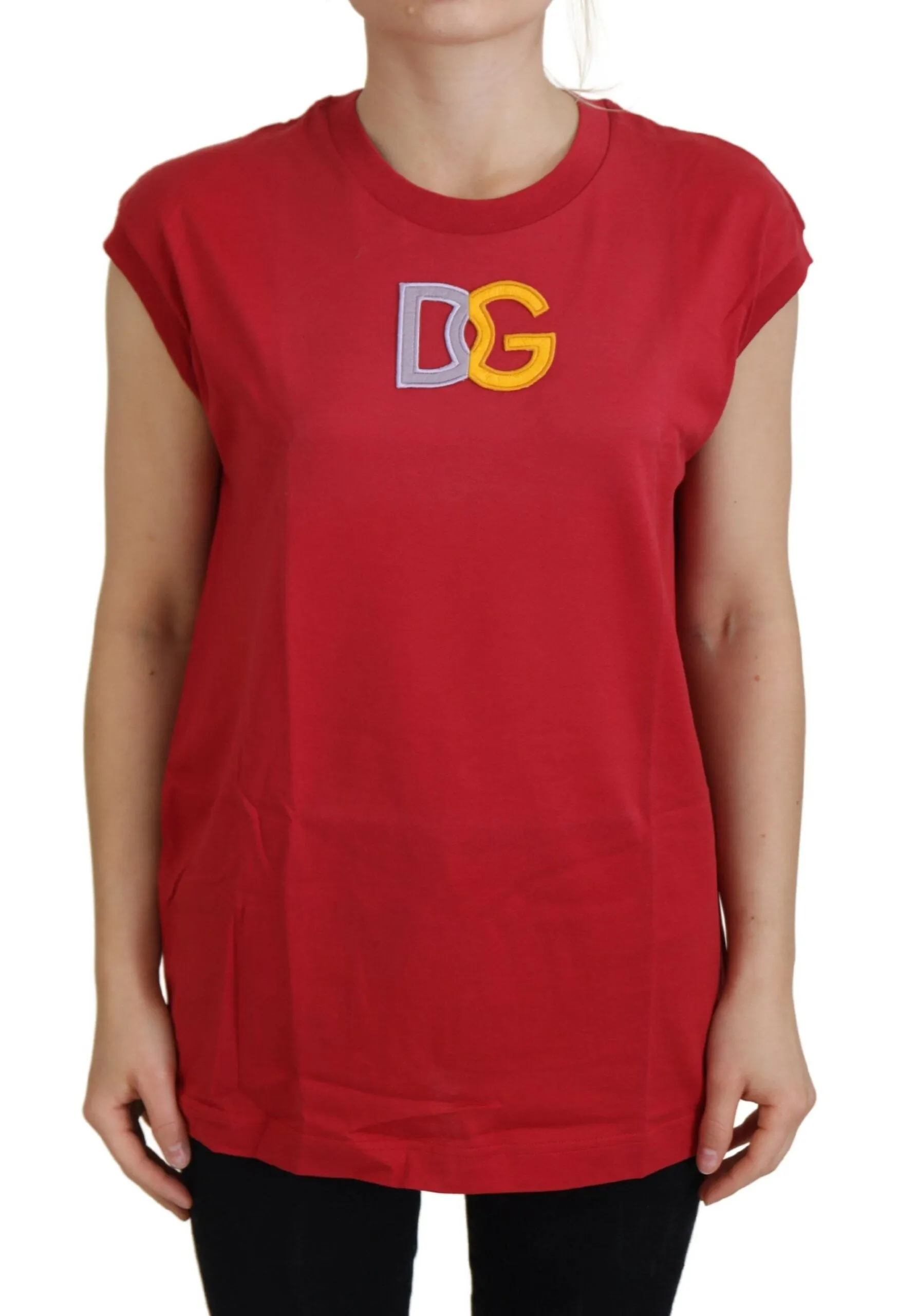 Elegant Red Sleeveless Cotton Tank Top sold by Louxly