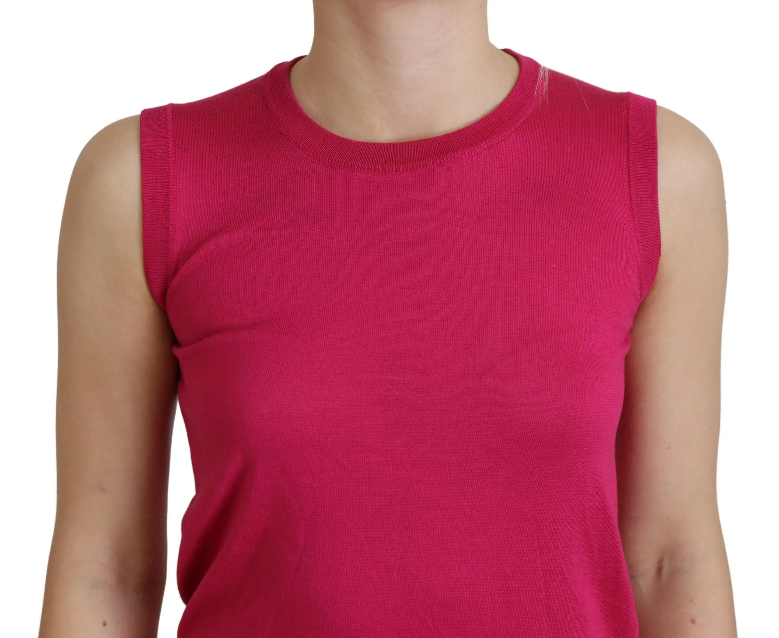 Chic Pink Silk Sleeveless Tank Top Vest sold by Louxly product image thumbnail 4
