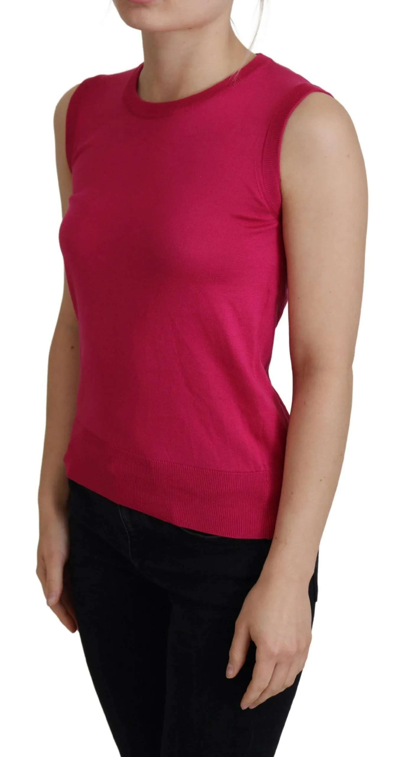 Chic Pink Silk Sleeveless Tank Top Vest sold by Louxly product image thumbnail 2