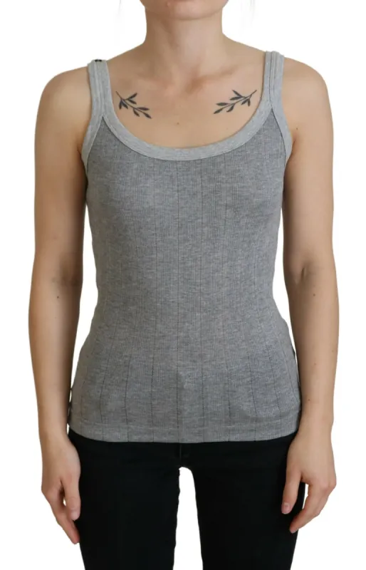 Chic Gray Sleeveless Modal-Cotton Top sold by Louxly
