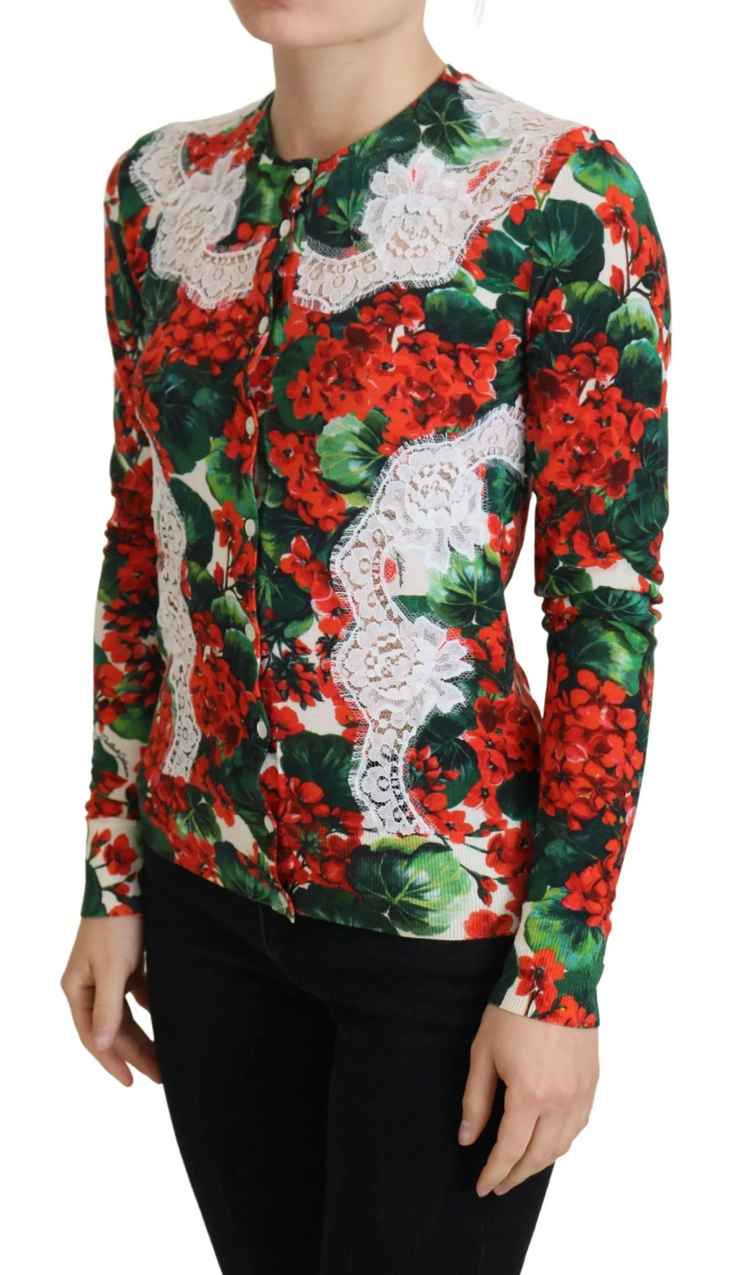 Elegant Floral Crewneck Cardigan sold by Louxly product image thumbnail 4