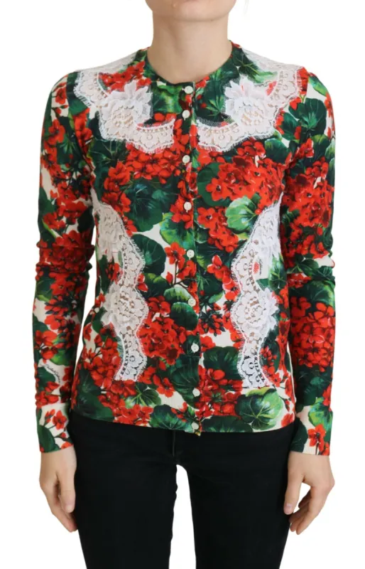 Elegant Floral Crewneck Cardigan sold by Louxly
