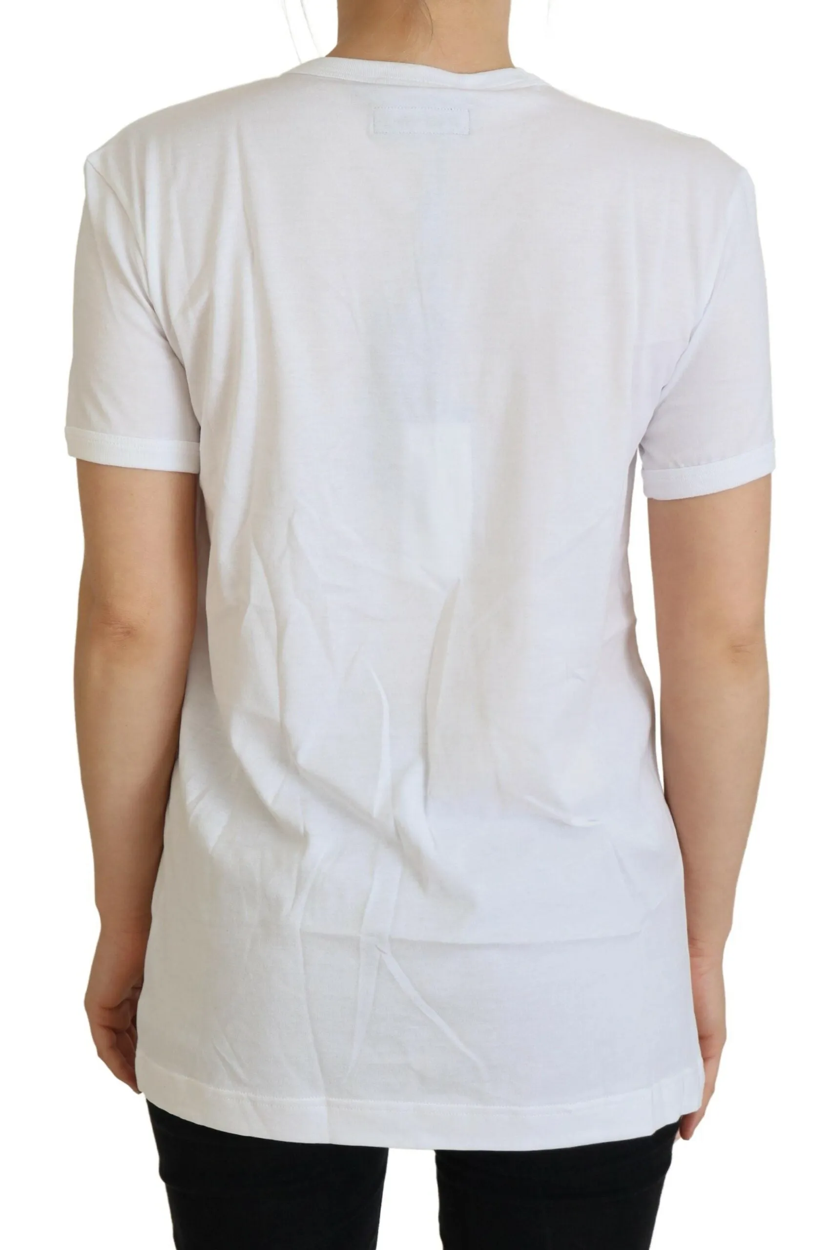 Elegant White Crewneck Cotton T-Shirt sold by Louxly product image thumbnail 3