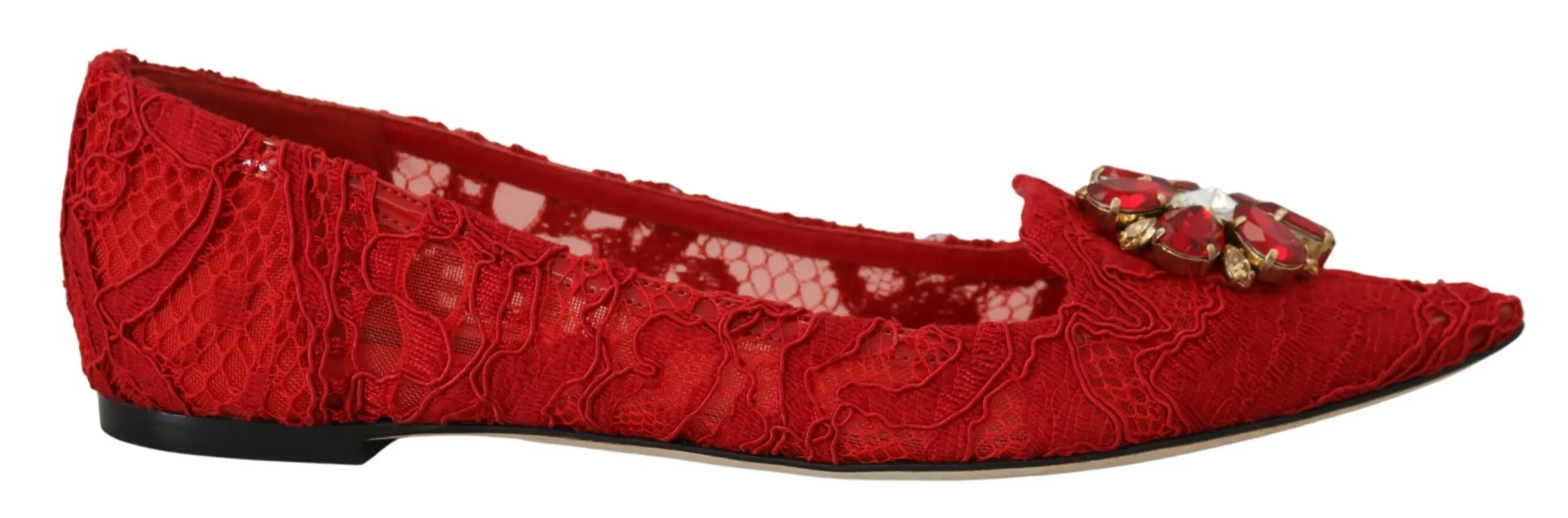 Red Crystal-Embellished Flats sold by Louxly