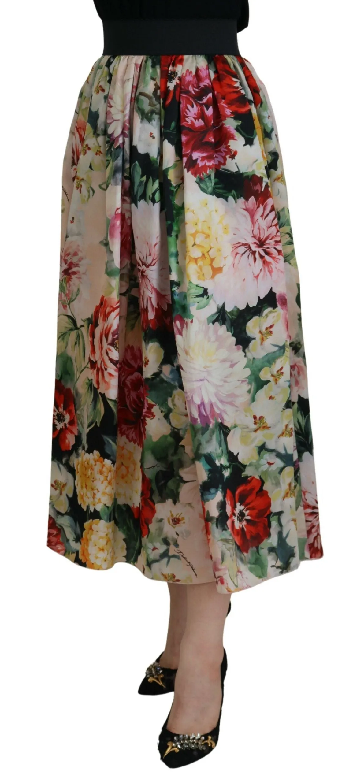 Exquisite High Waist Floral Silk Skirt sold by Louxly product image thumbnail 2