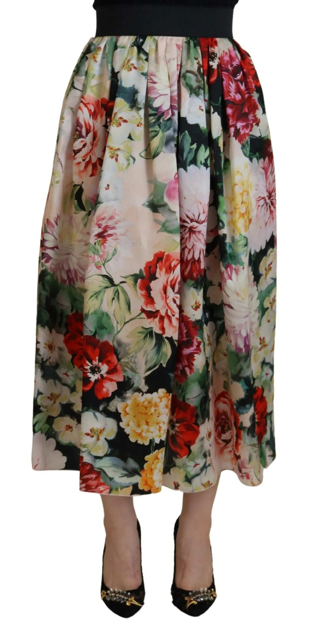 Exquisite High Waist Floral Silk Skirt sold by Louxly