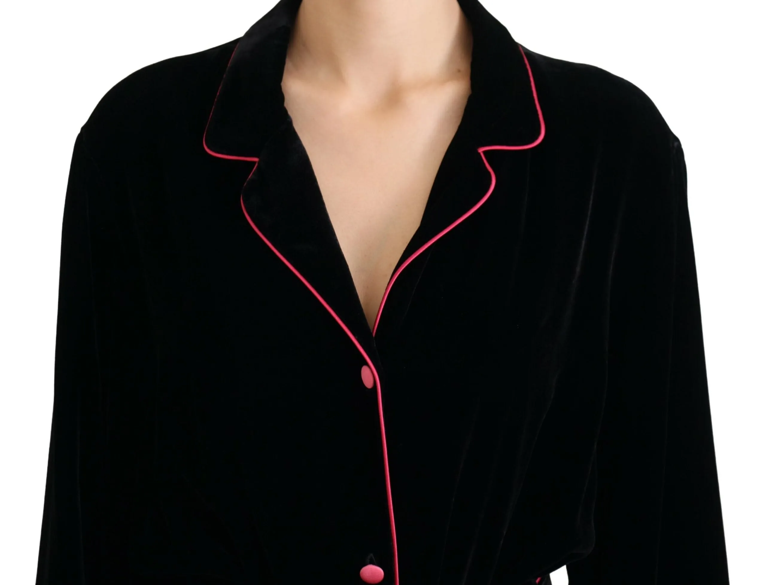 Elegant Black Silk-Blend Jacket with Waist Belt sold by Louxly product image thumbnail 4