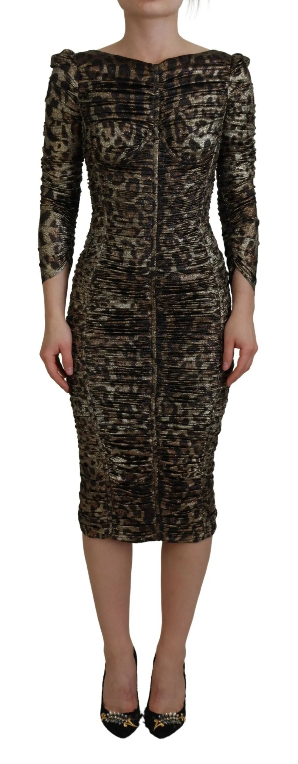 Elegant Leopard Print Midi Bodycon Dress sold by Louxly