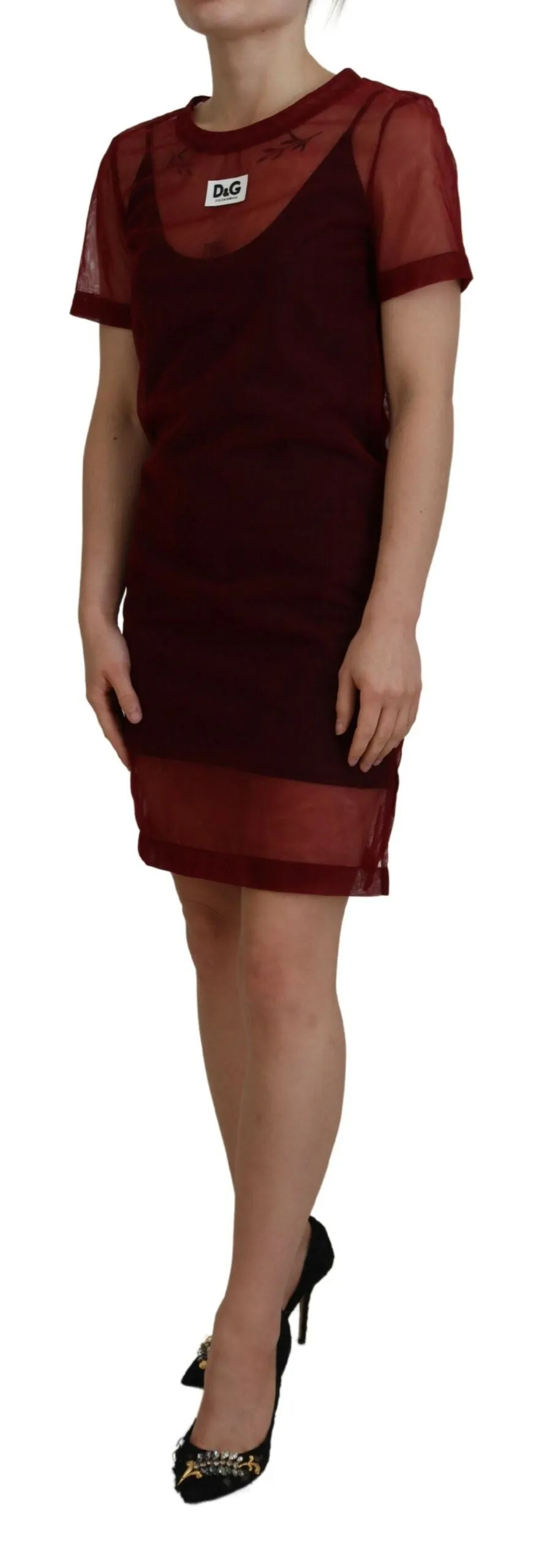 Maroon Mini Shift Dress - Italian Elegance sold by Louxly product image thumbnail 2