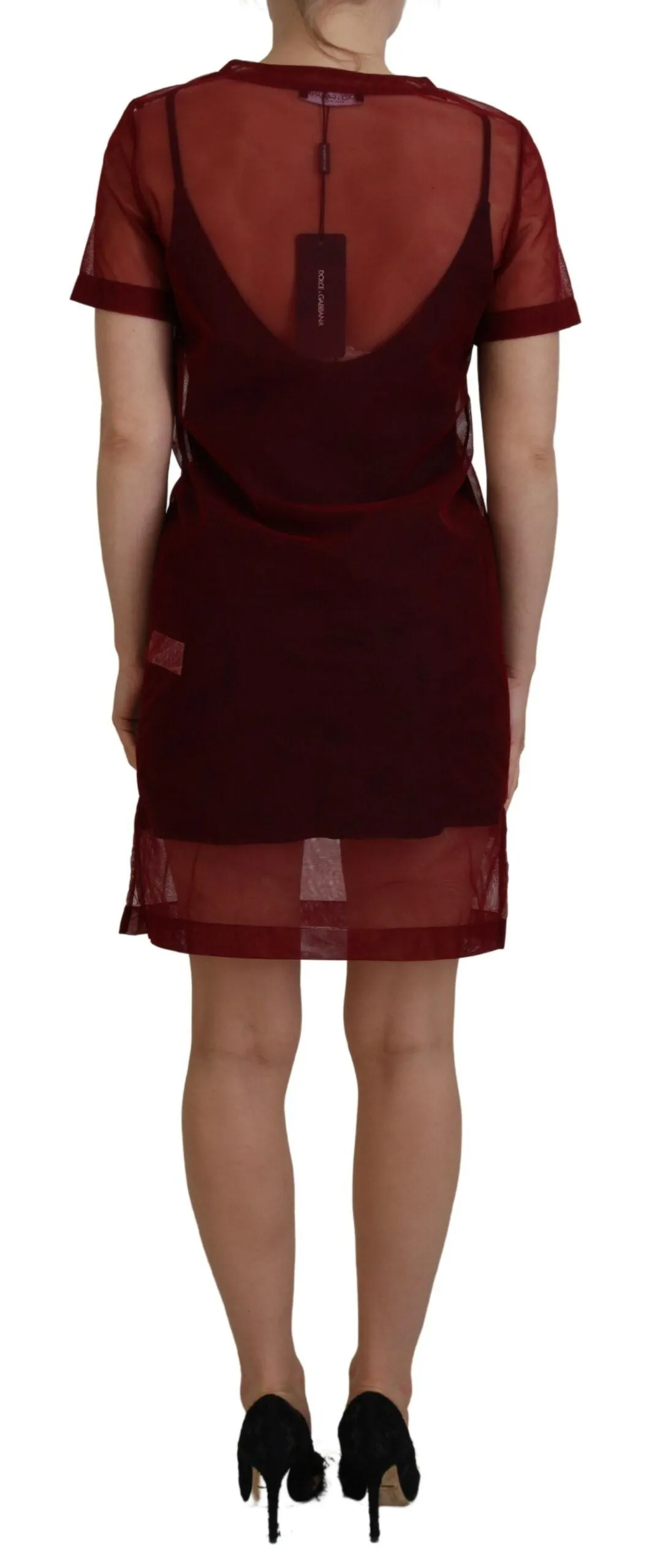 Maroon Mini Shift Dress - Italian Elegance sold by Louxly product image thumbnail 3