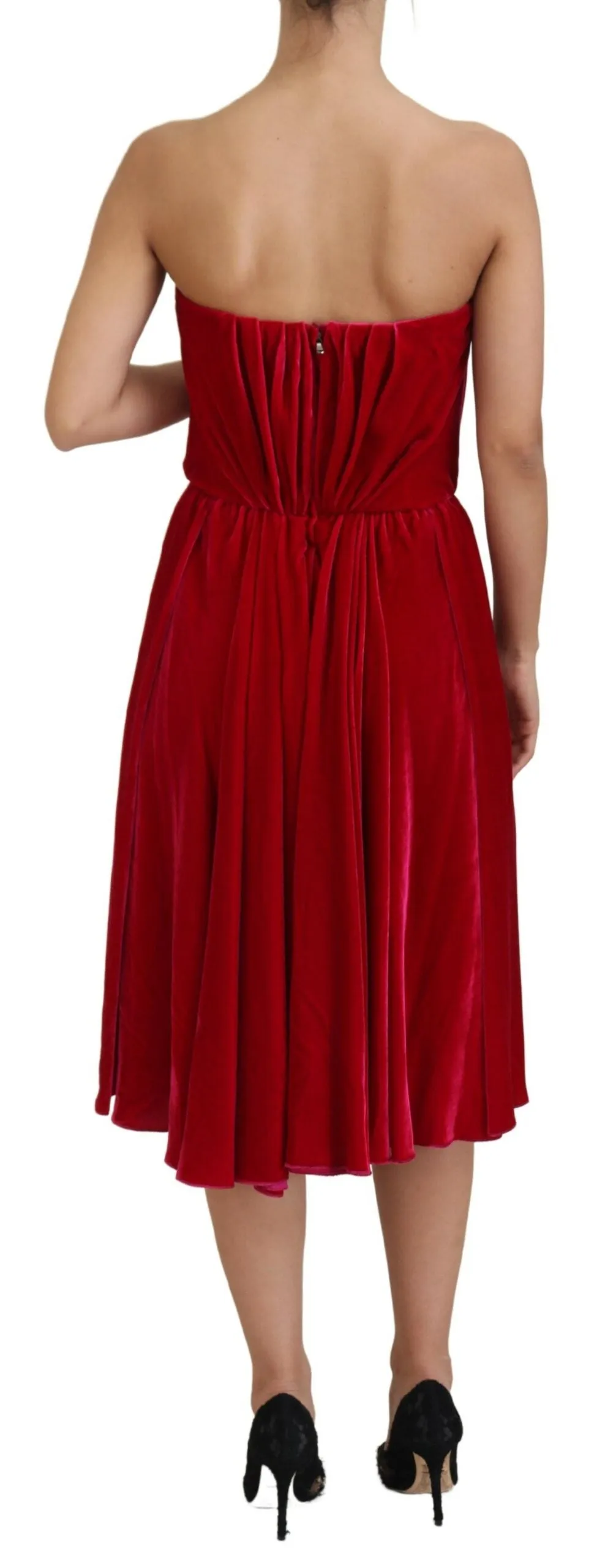 Enchanting Strapless Midi Dress in Dark Pink sold by Louxly product image thumbnail 3