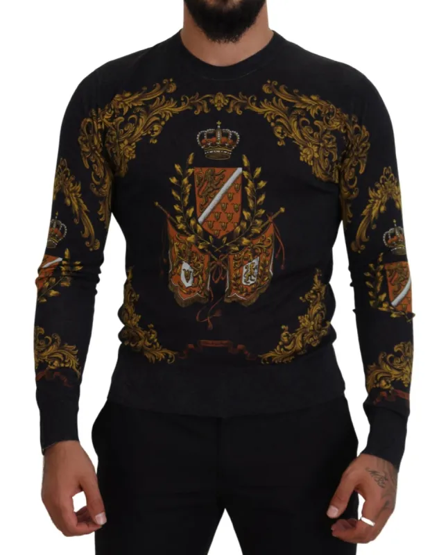 Baroque Medal Motive Silk Sweater made by Louxly