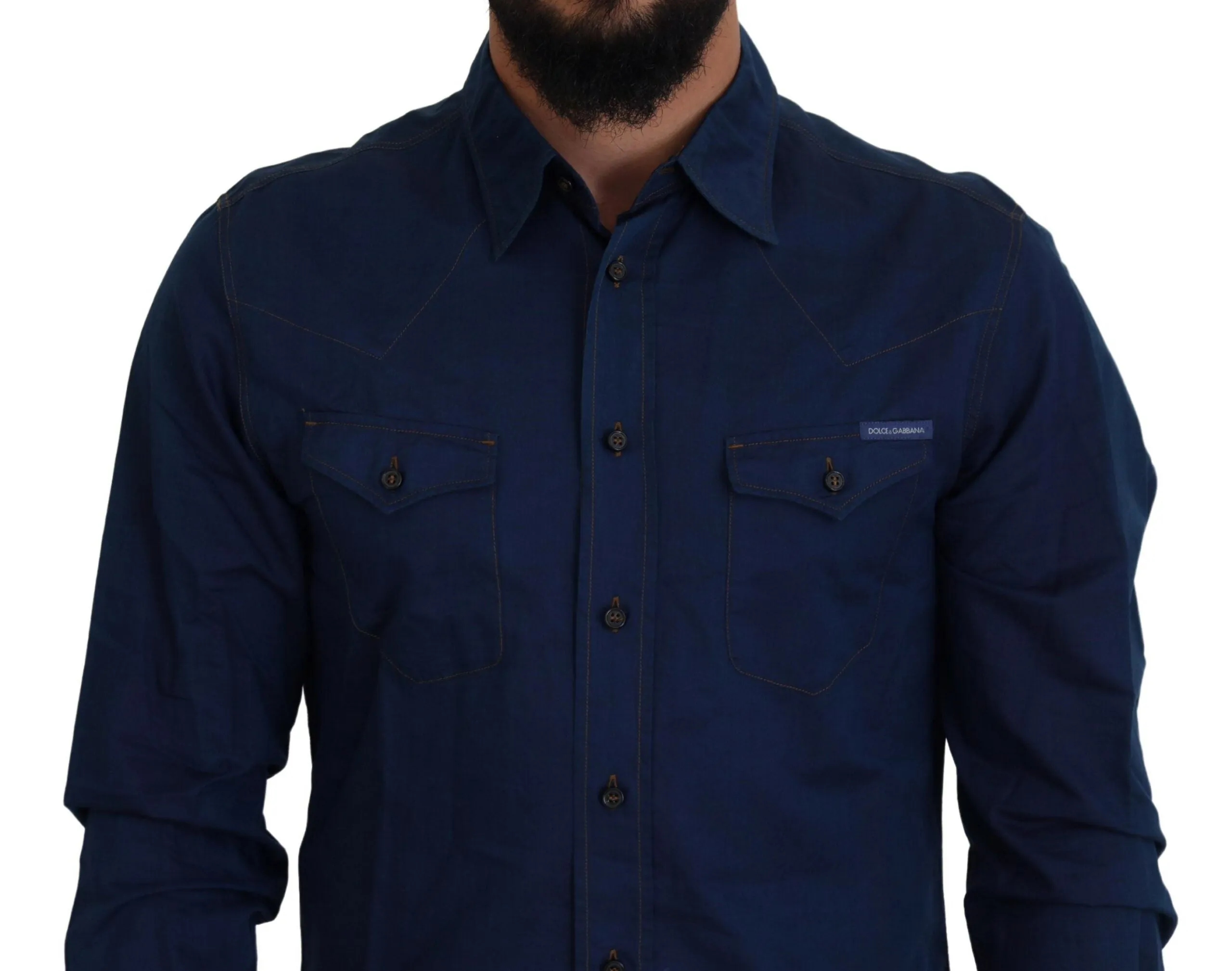 Elegant Blue Denim Casual Shirt sold by Louxly product image thumbnail 4