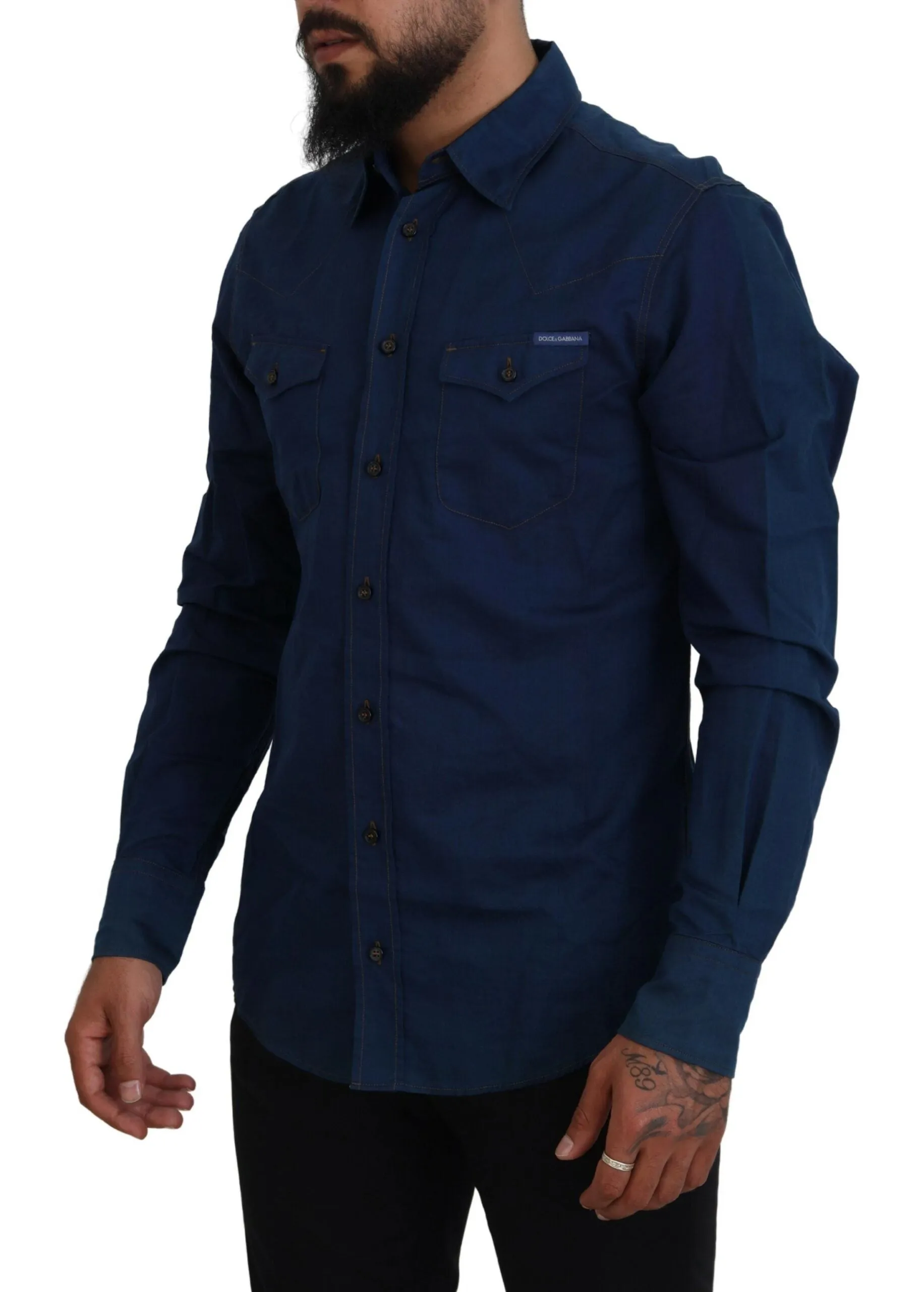 Elegant Blue Denim Casual Shirt sold by Louxly product image thumbnail 2