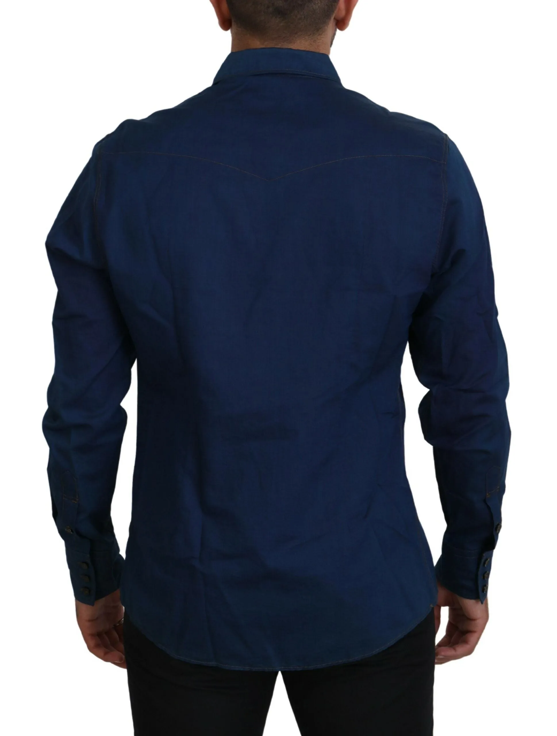 Elegant Blue Denim Casual Shirt sold by Louxly product image thumbnail 3