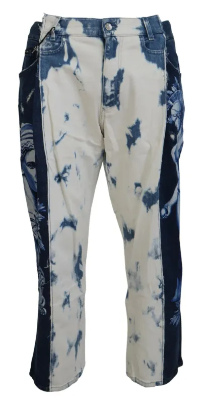 Elegant Loose Fit Denim Pants with Unique Print sold by Louxly