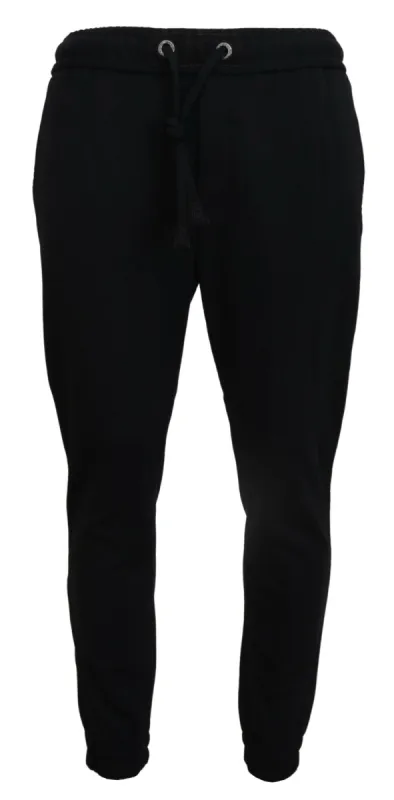 Sleek Black Wool-Blend Sweatpants sold by Louxly