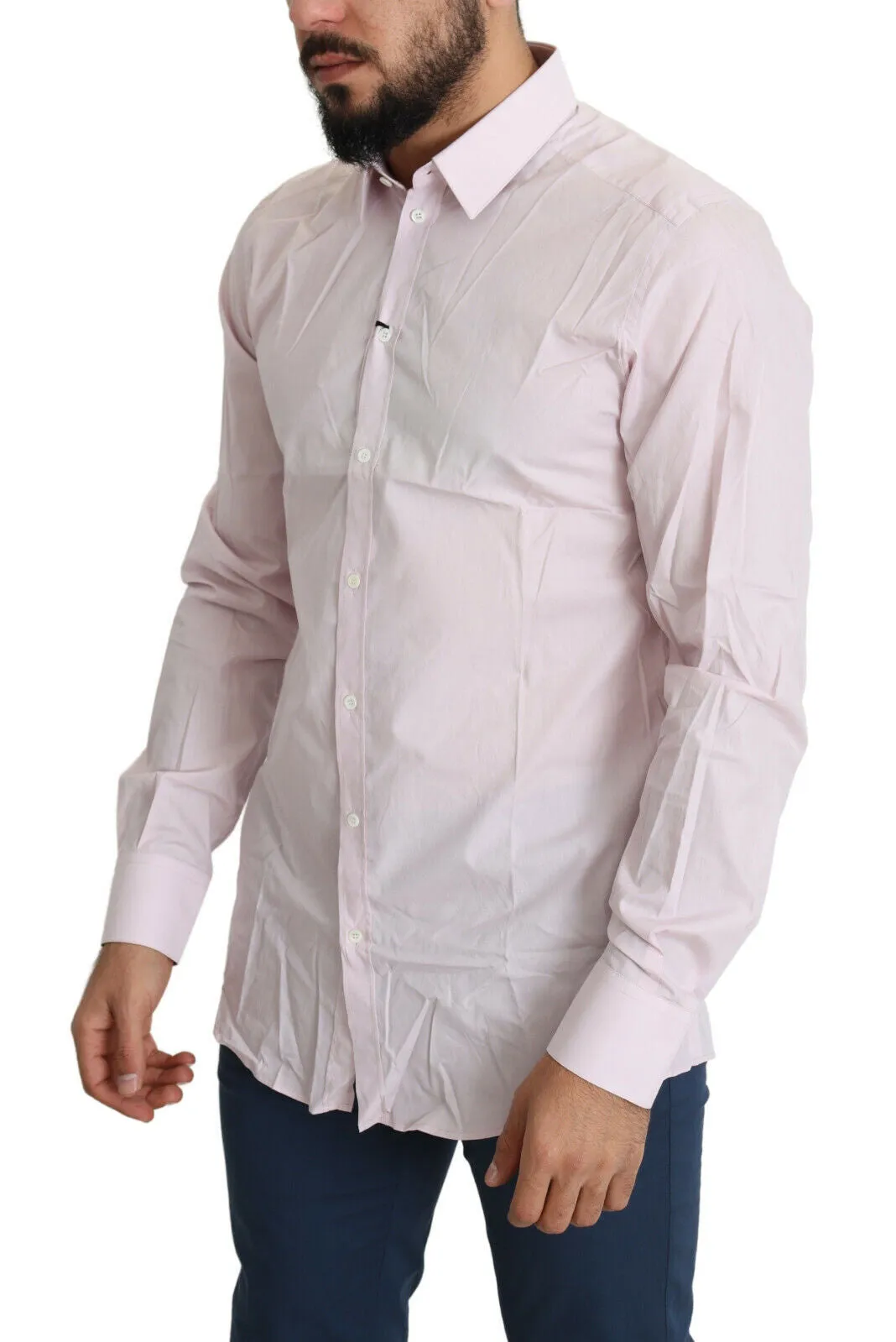Elegant Slim Fit Pink Dress Shirt sold by Louxly product image thumbnail 2