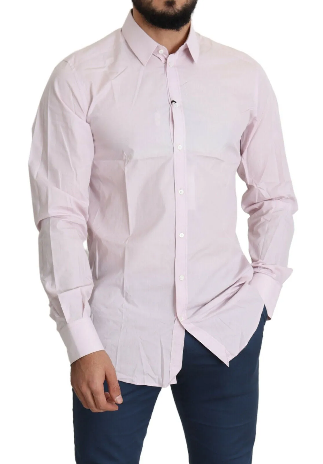 Elegant Slim Fit Pink Dress Shirt sold by Louxly product image thumbnail 5