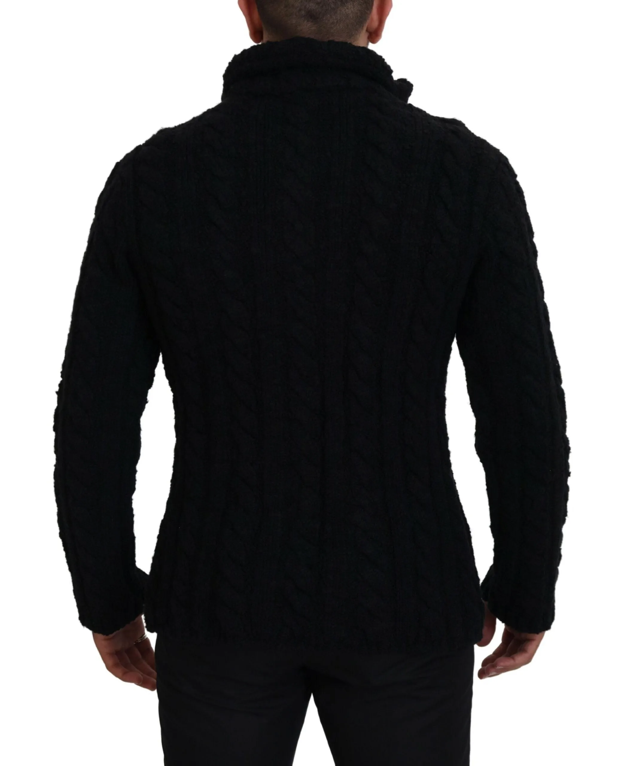 Elegant Black Wool-Cashmere Blend Cardigan sold by Louxly product image thumbnail 3