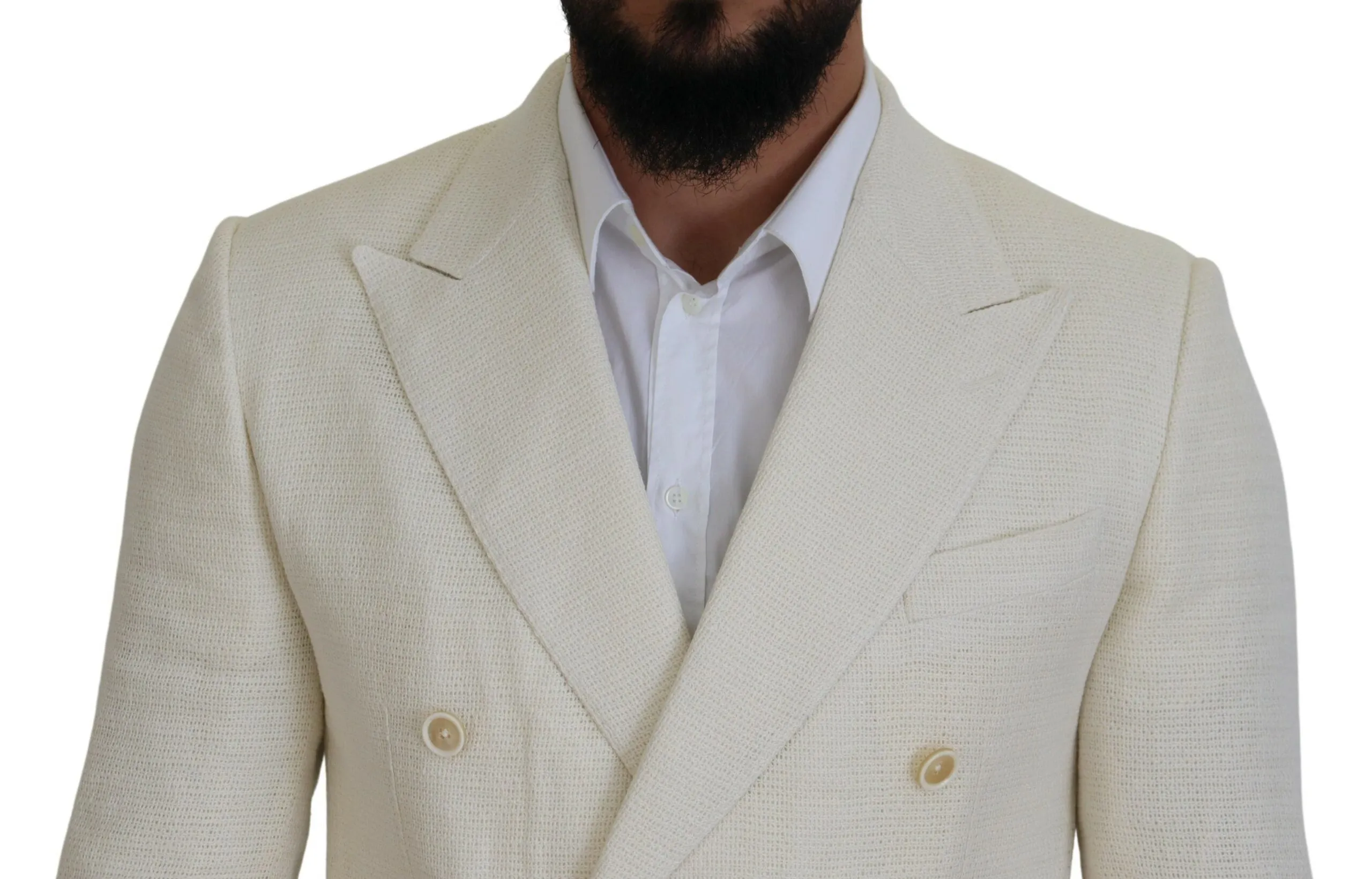 Elegant Off White Silk-Blend Suit sold by Louxly product image thumbnail 4