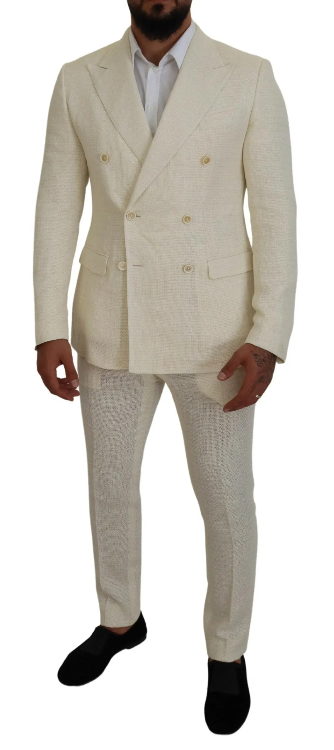 Elegant Off White Silk-Blend Suit sold by Louxly product image thumbnail 5