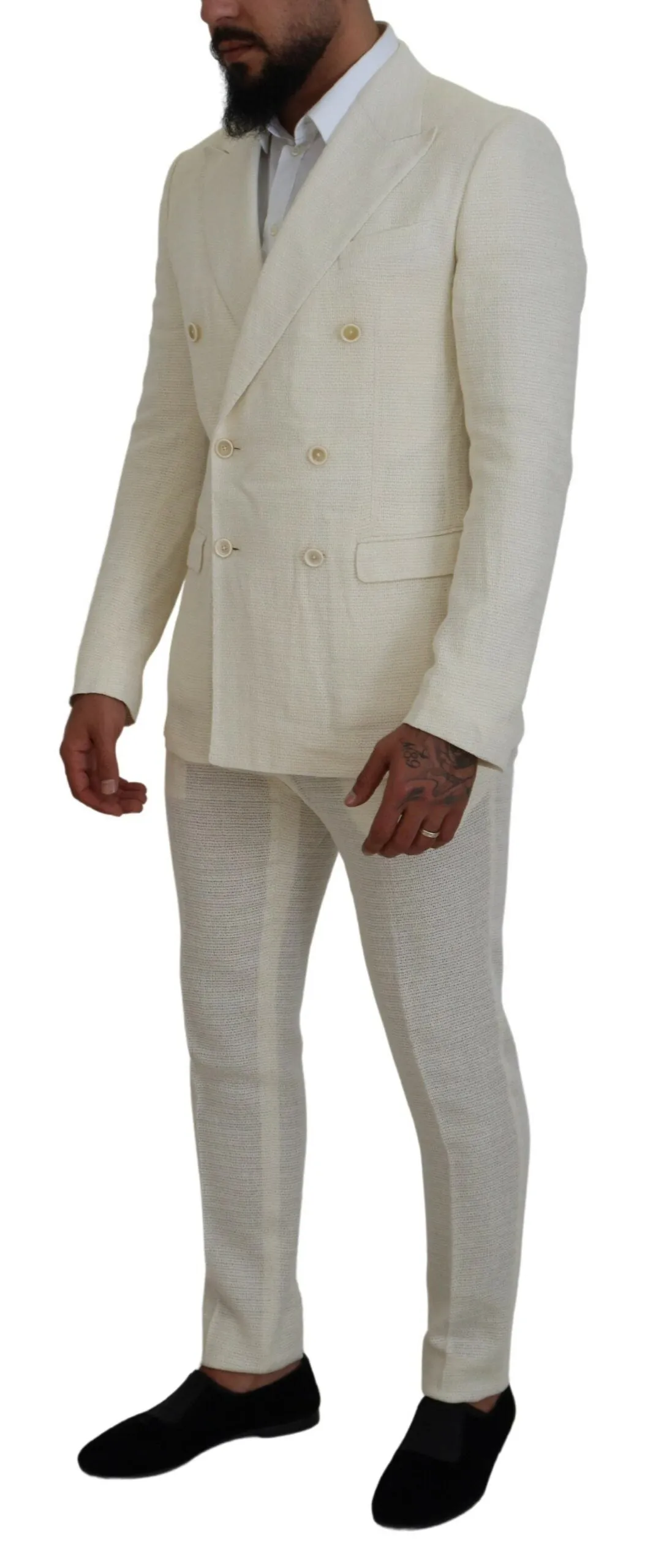Elegant Off White Silk-Blend Suit sold by Louxly product image thumbnail 2
