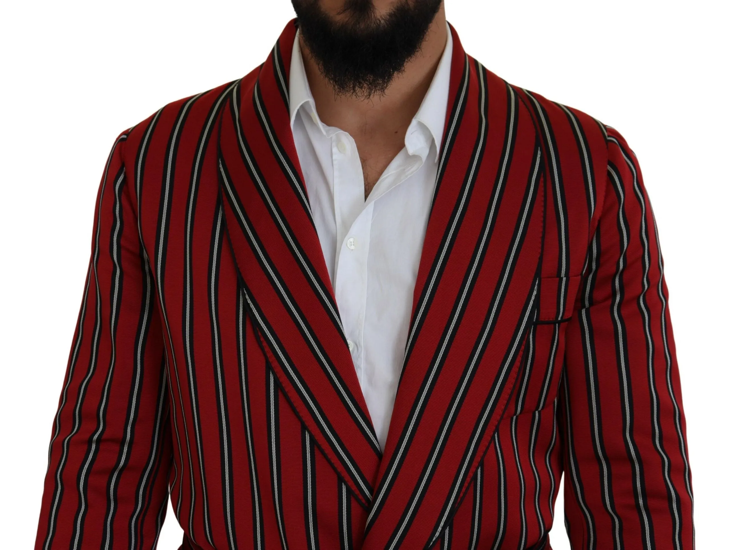 Elegant Red Striped Long Robe Luxury Wear sold by Louxly product image thumbnail 4