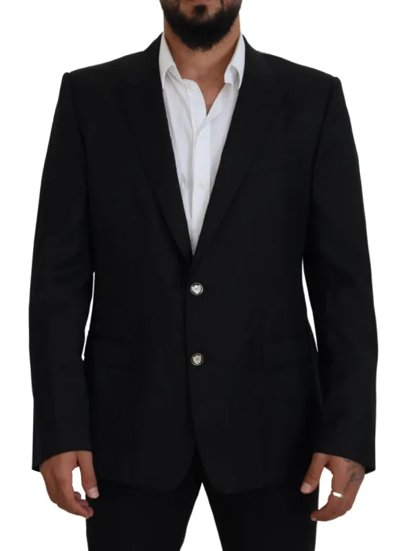 Elegant Black Martini Wool Blazer sold by Louxly