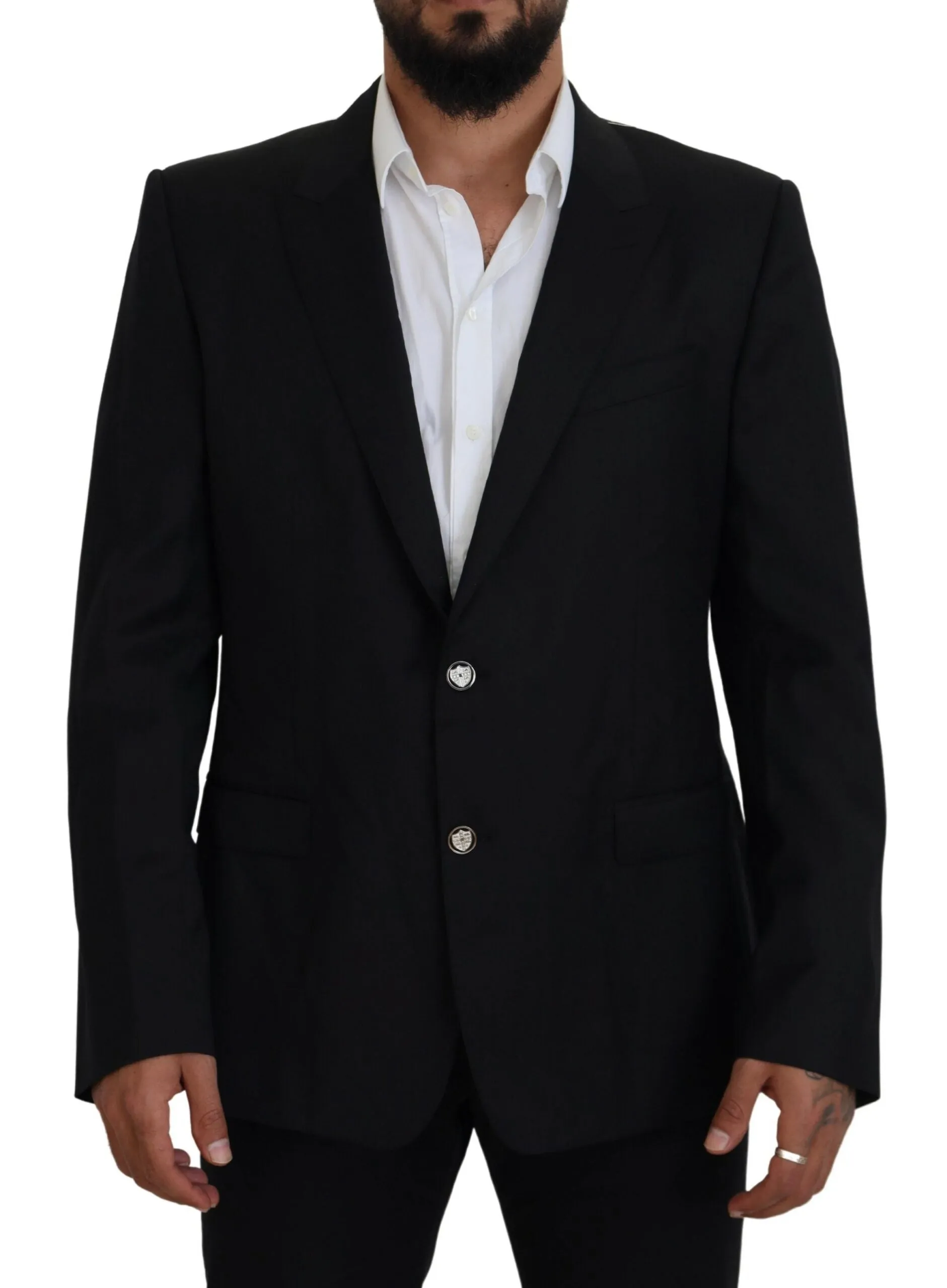Elegant Black Martini Wool Blazer sold by Louxly