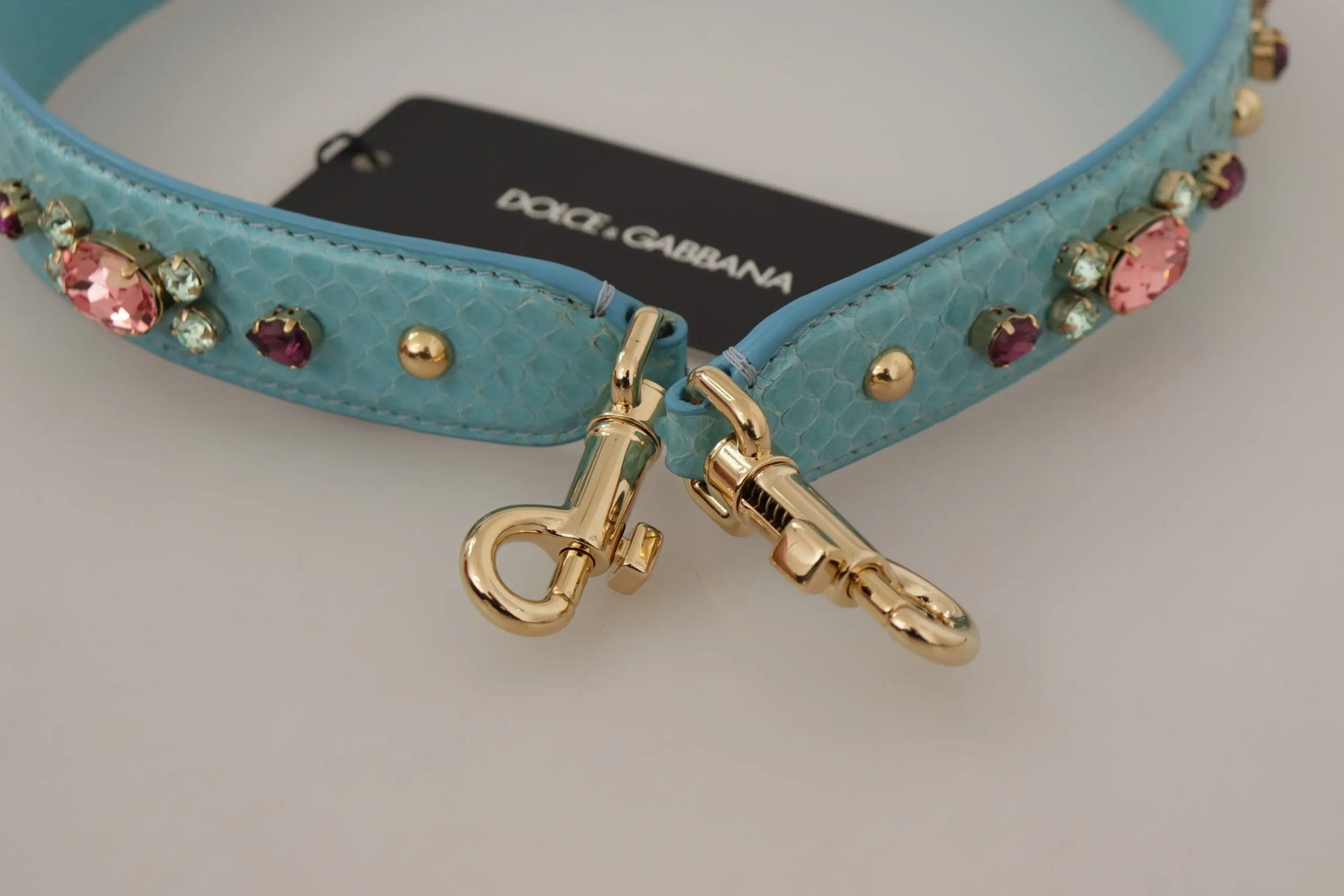 Elegant Blue Leather Bag Strap with Gold Accents sold by Louxly product image thumbnail 4