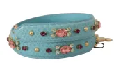 Elegant Blue Leather Bag Strap with Gold Accents sold by Louxly