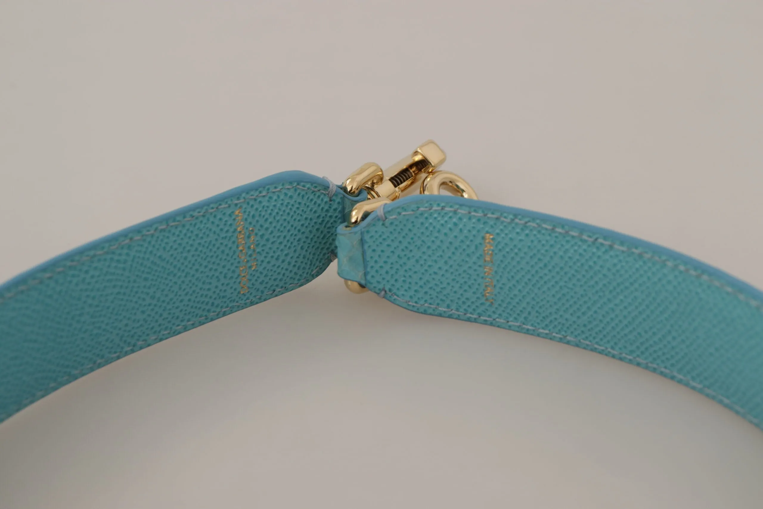 Elegant Blue Leather Bag Strap with Gold Accents sold by Louxly product image thumbnail 3