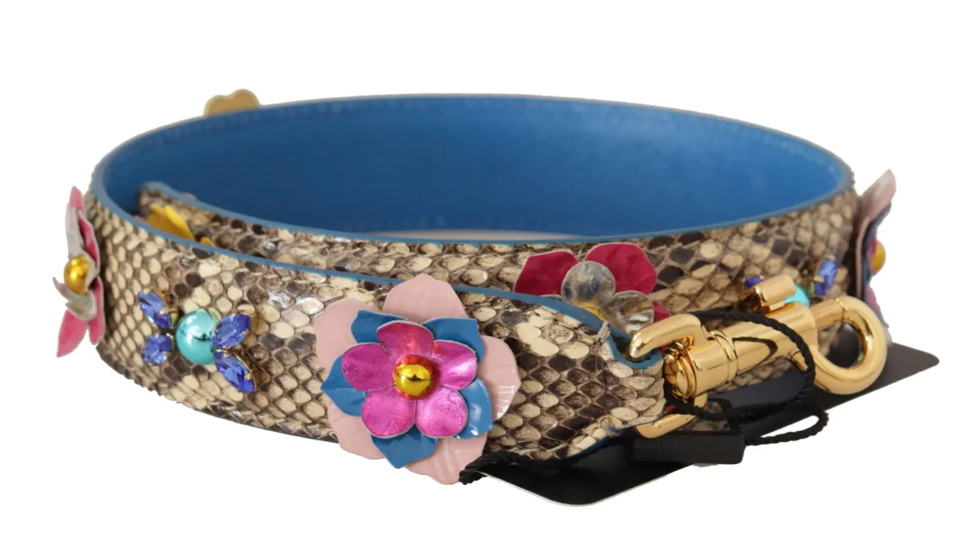 Elegant Beige Python Leather Shoulder Strap sold by Louxly