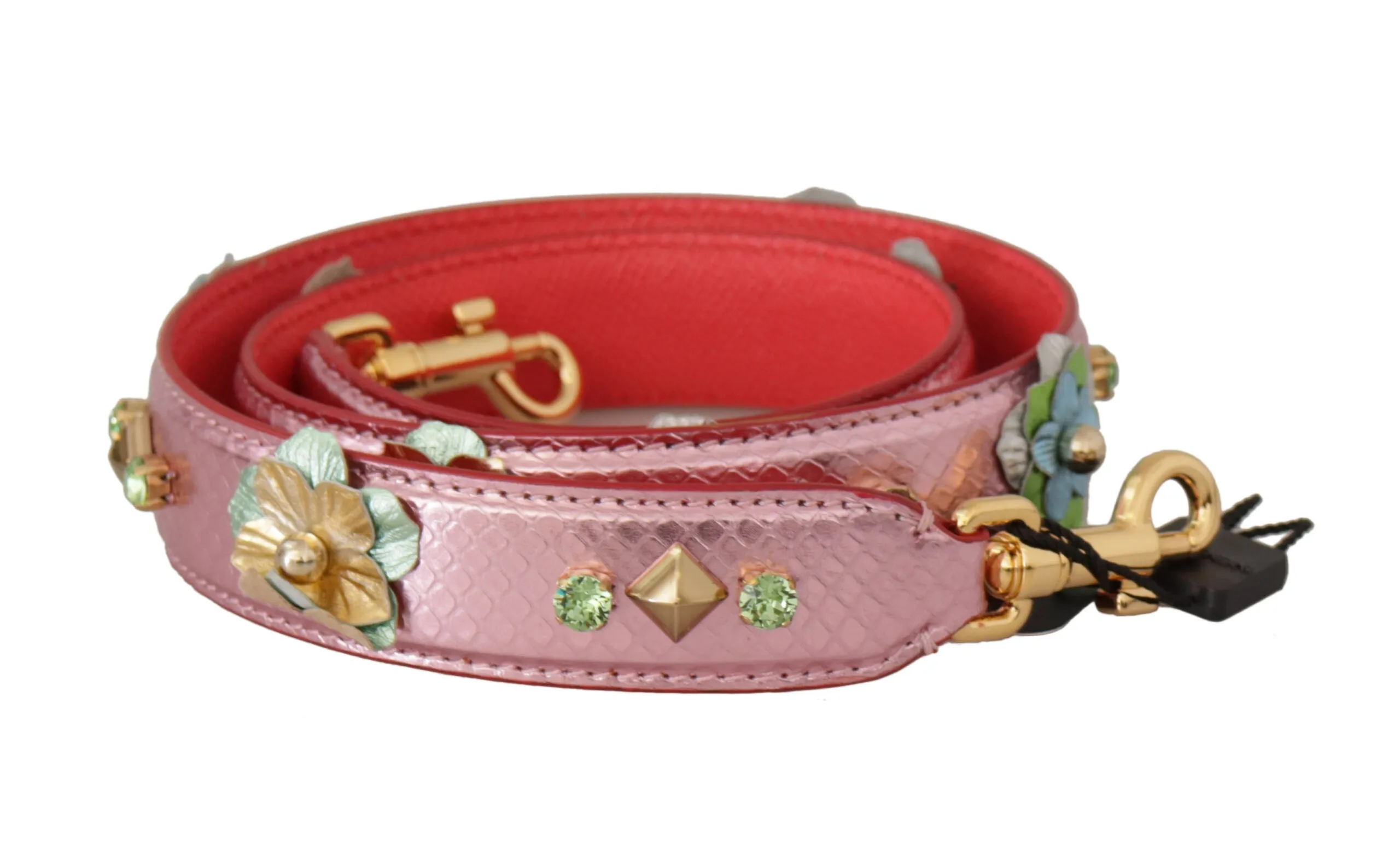 Elegant Metallic Pink Leather Shoulder Strap sold by Louxly