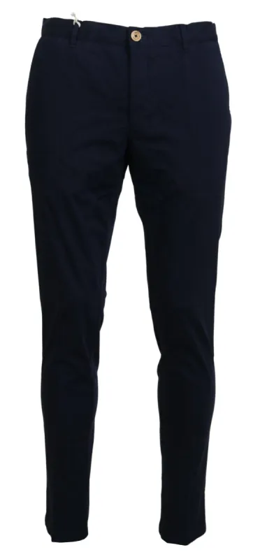 Elegant Dark Blue Slim Chino Pants sold by Louxly