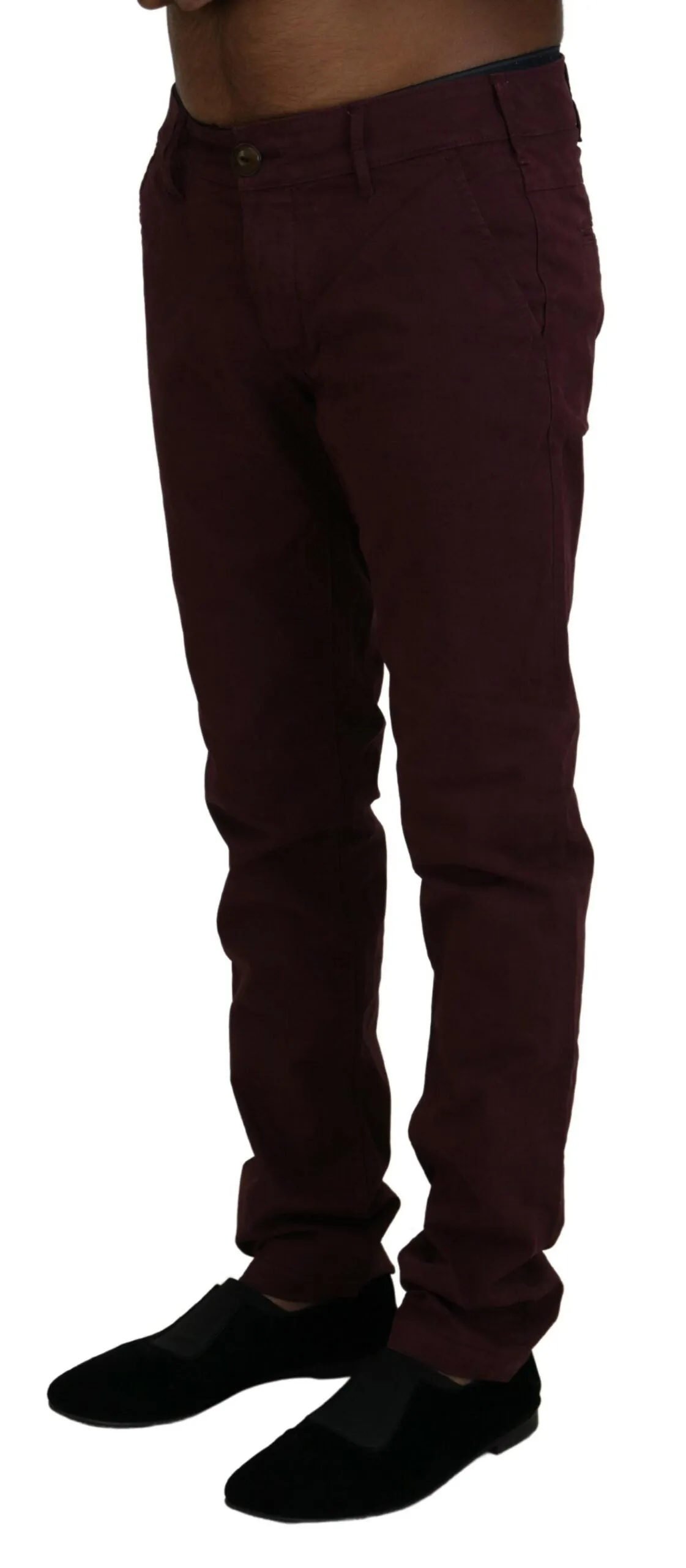 Maroon Skinny Fit Cotton Pants sold by Louxly product image thumbnail 3
