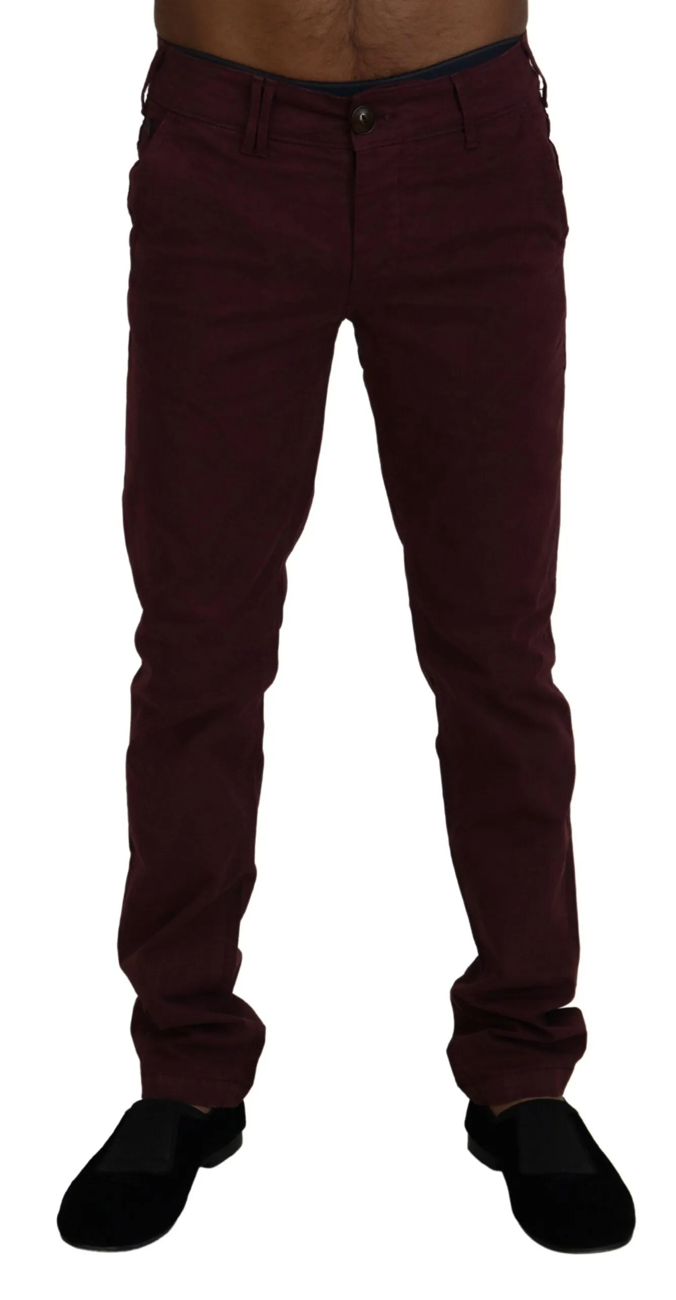 Maroon Skinny Fit Cotton Pants sold by Louxly