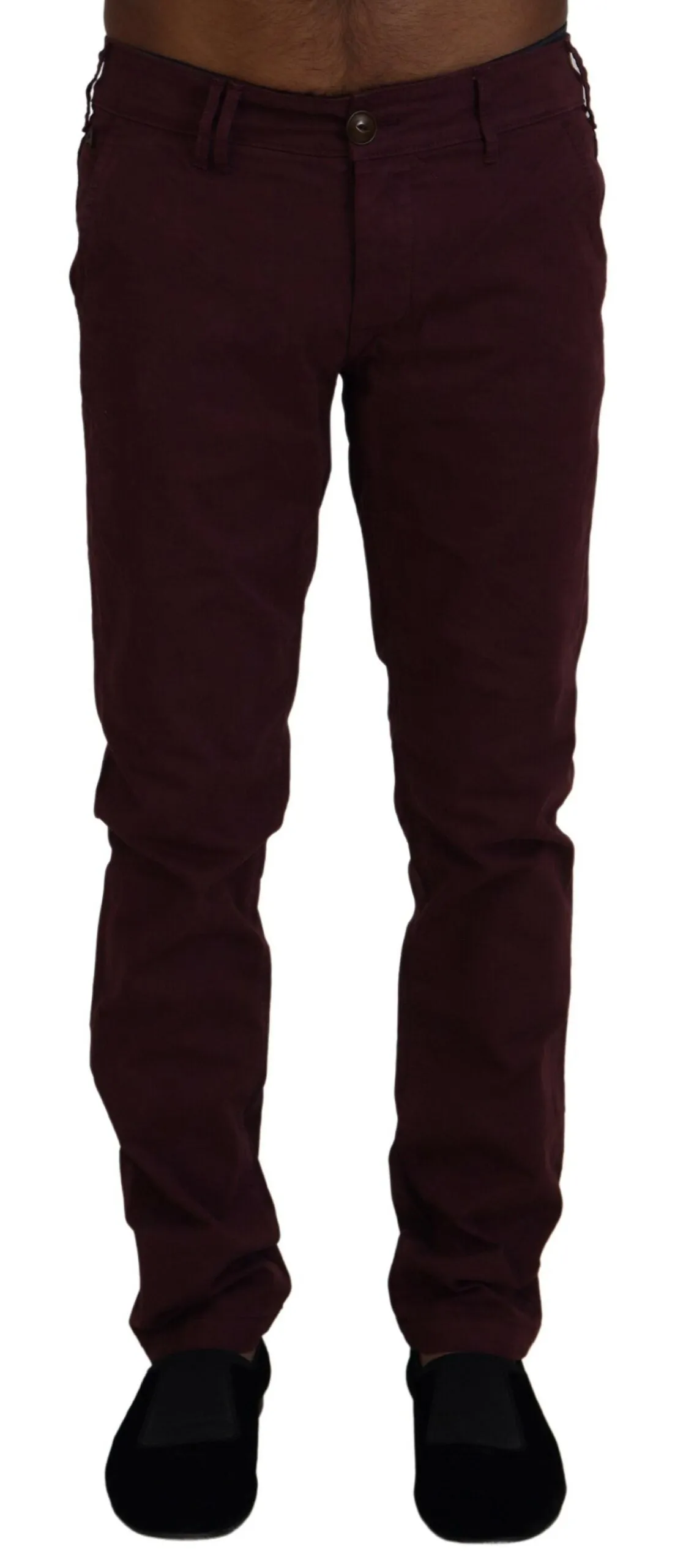 Maroon Skinny Fit Cotton Pants sold by Louxly product image thumbnail 2