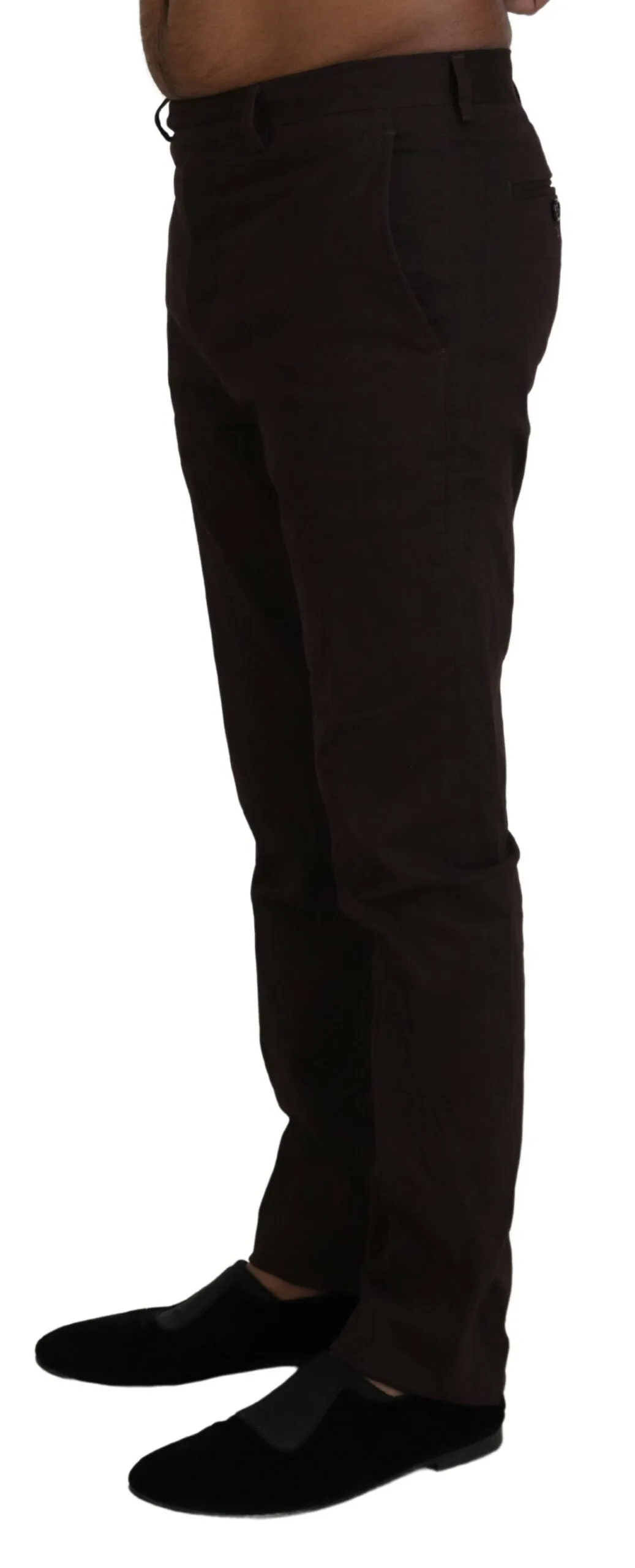 Elegant Brown Cotton Blend Trousers sold by Louxly product image thumbnail 2