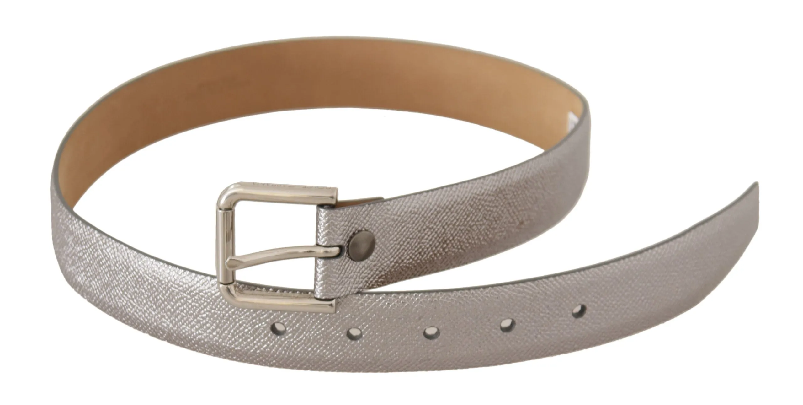 Elegant Silver Leather Belt with Engraved Buckle sold by Louxly product image thumbnail 2