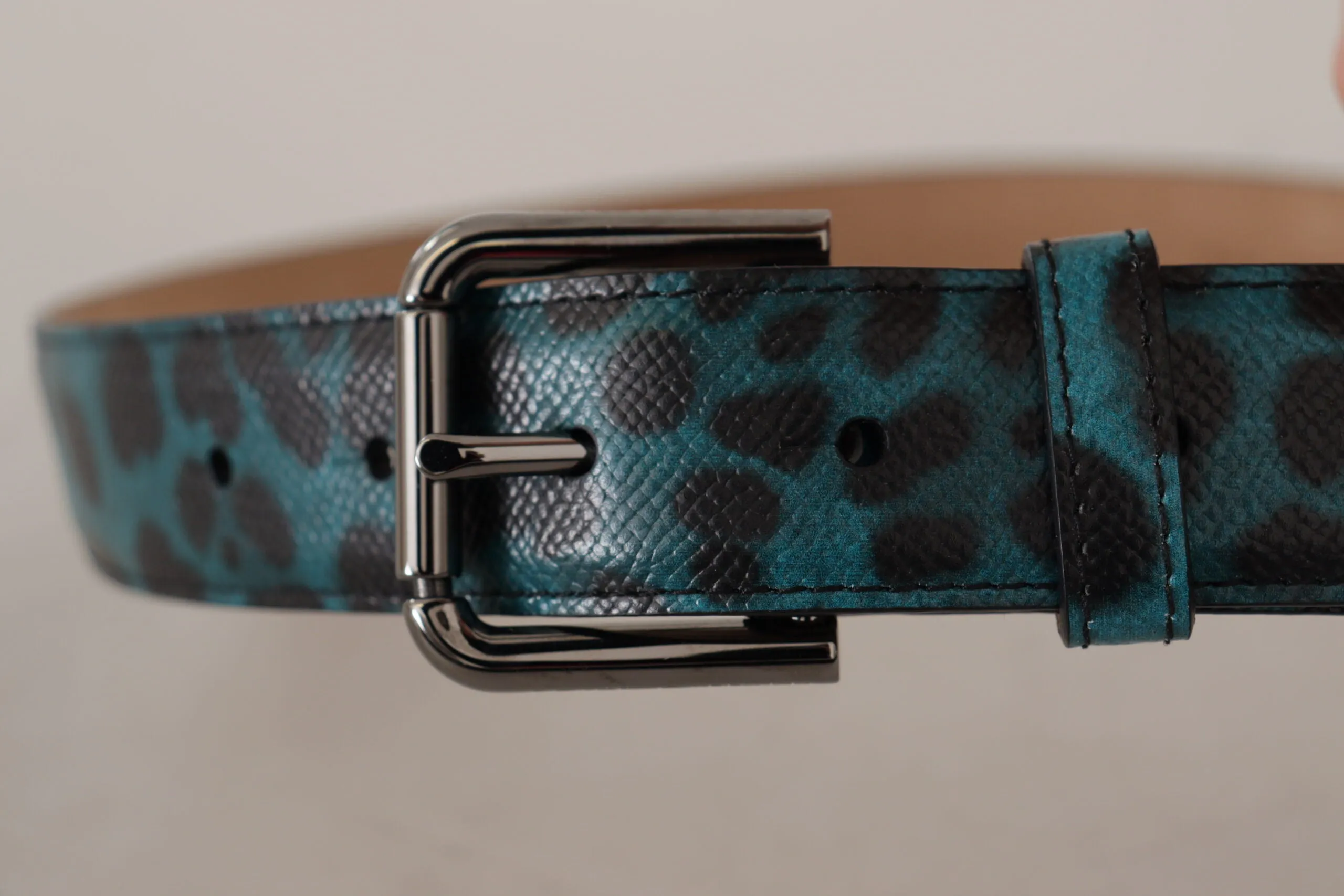 Engraved Logo Leather Belt in Blue Green sold by Louxly product image thumbnail 4
