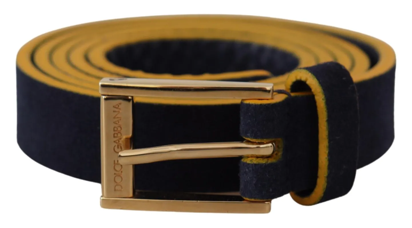 Chic Blue Suede Logo Buckle Belt sold by Louxly