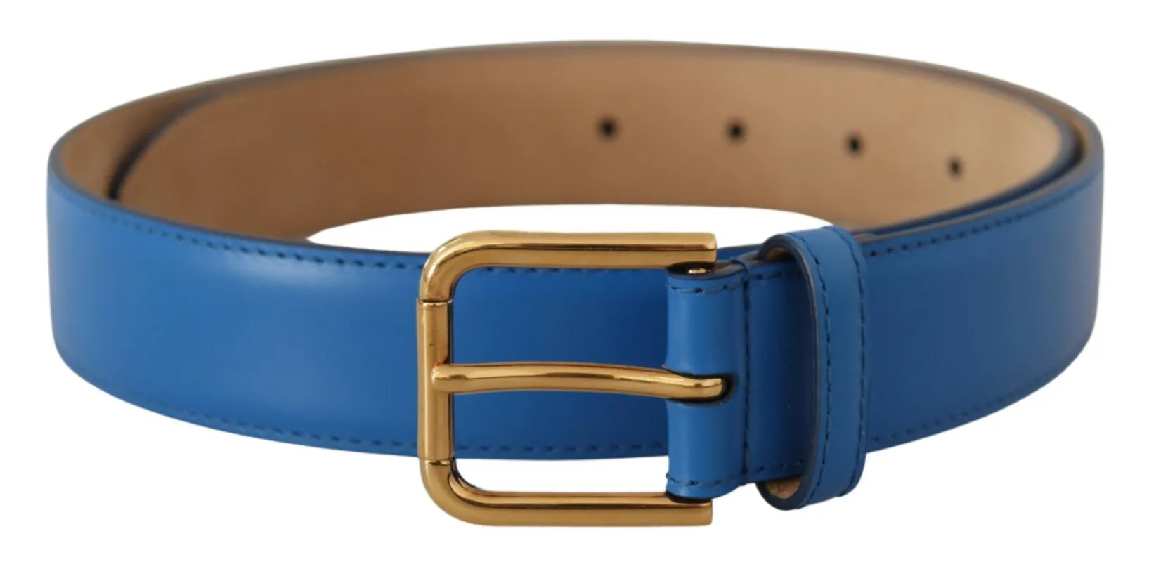 Elegant Blue Leather Belt with Engraved Buckle sold by Louxly