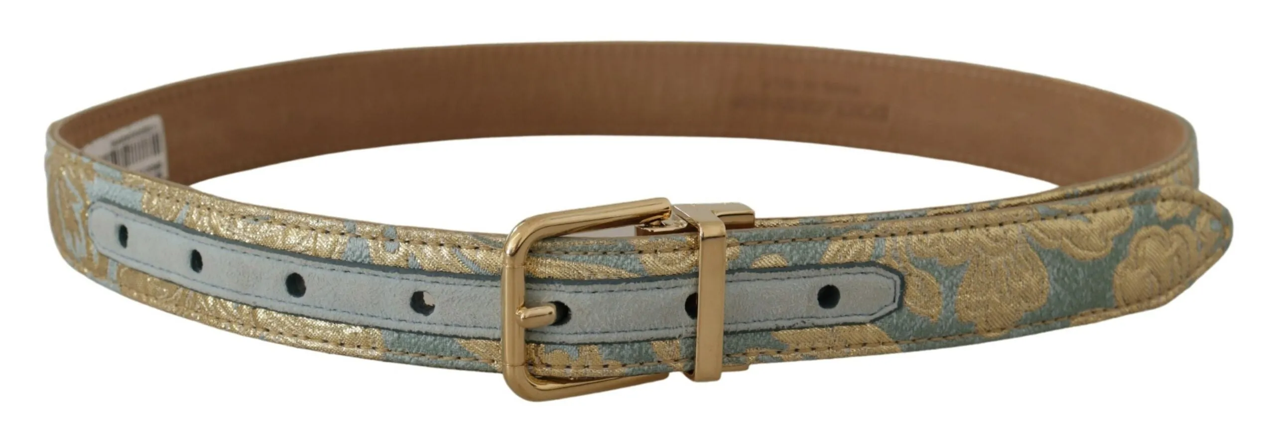 Elegant Light Blue Leather Belt with Gold Buckle sold by Louxly product image thumbnail 4