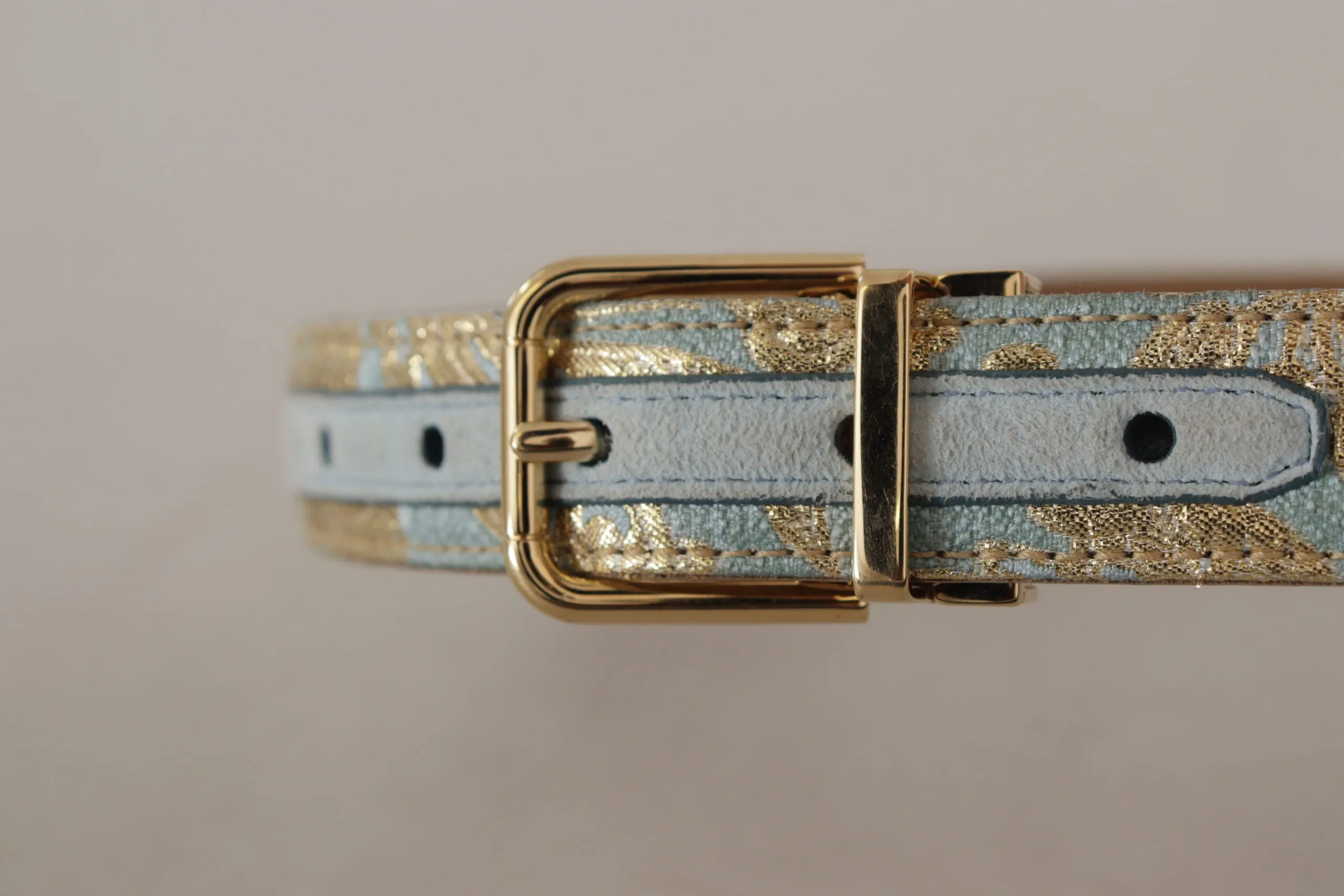 Elegant Light Blue Leather Belt with Gold Buckle sold by Louxly product image thumbnail 5
